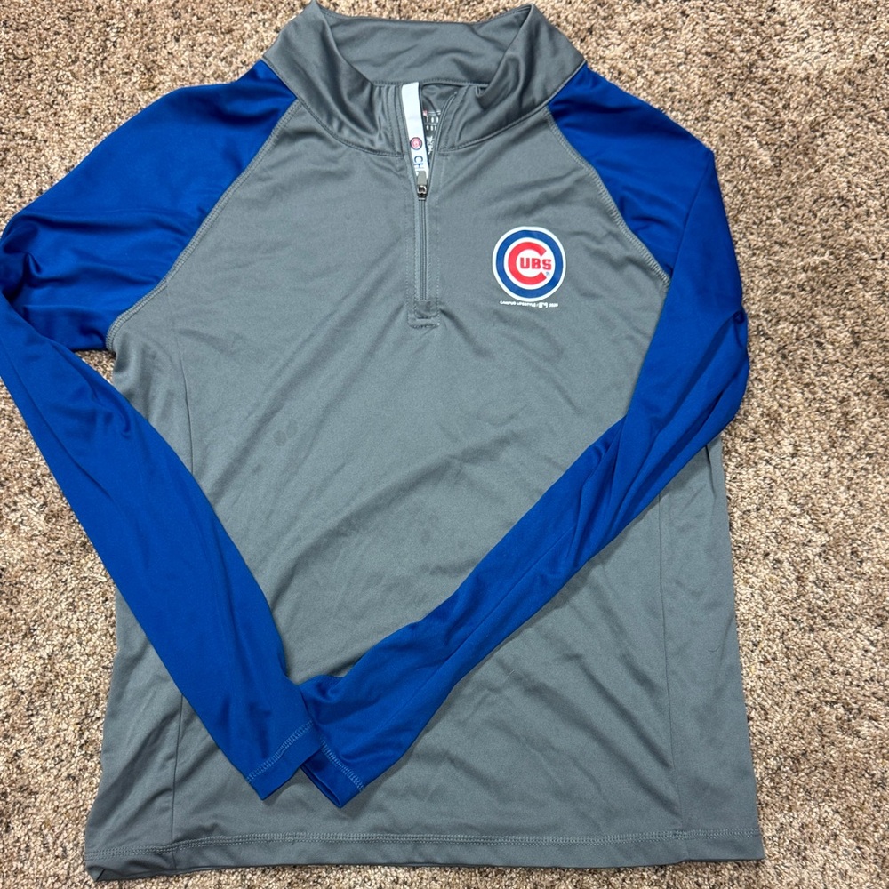 Women's Gray and Blue Quarter-Zip Sweatshirt